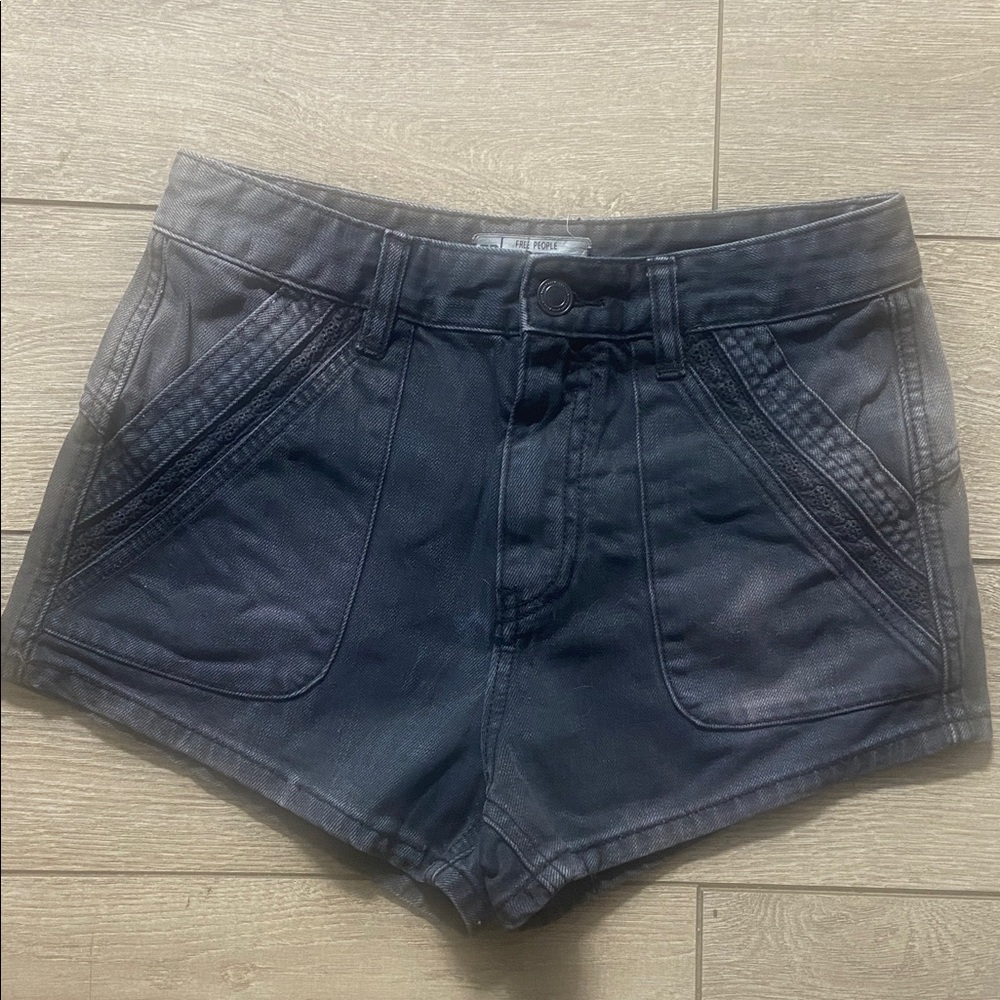 Free People Slim Women's Shorts in Charcoal Black Wash